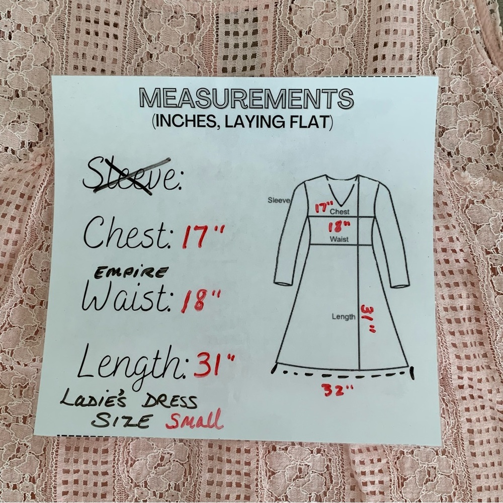 UMGEE Women’s Sleeveless Shift Dress Light Peach Delicate Rough Cut Lace Lined S - Picture 11 of 11